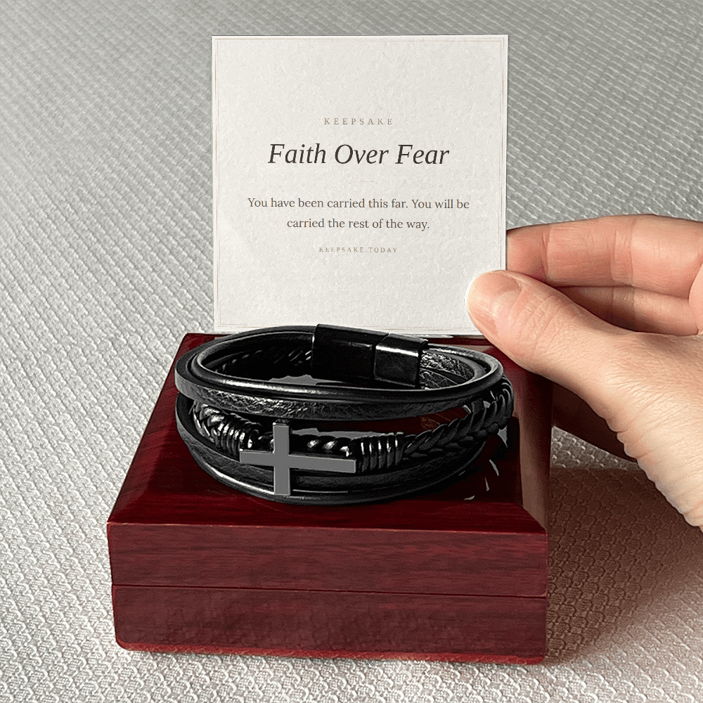 Faith Over Fear Cross Bracelet - Christian Keepsake Gift – view 6