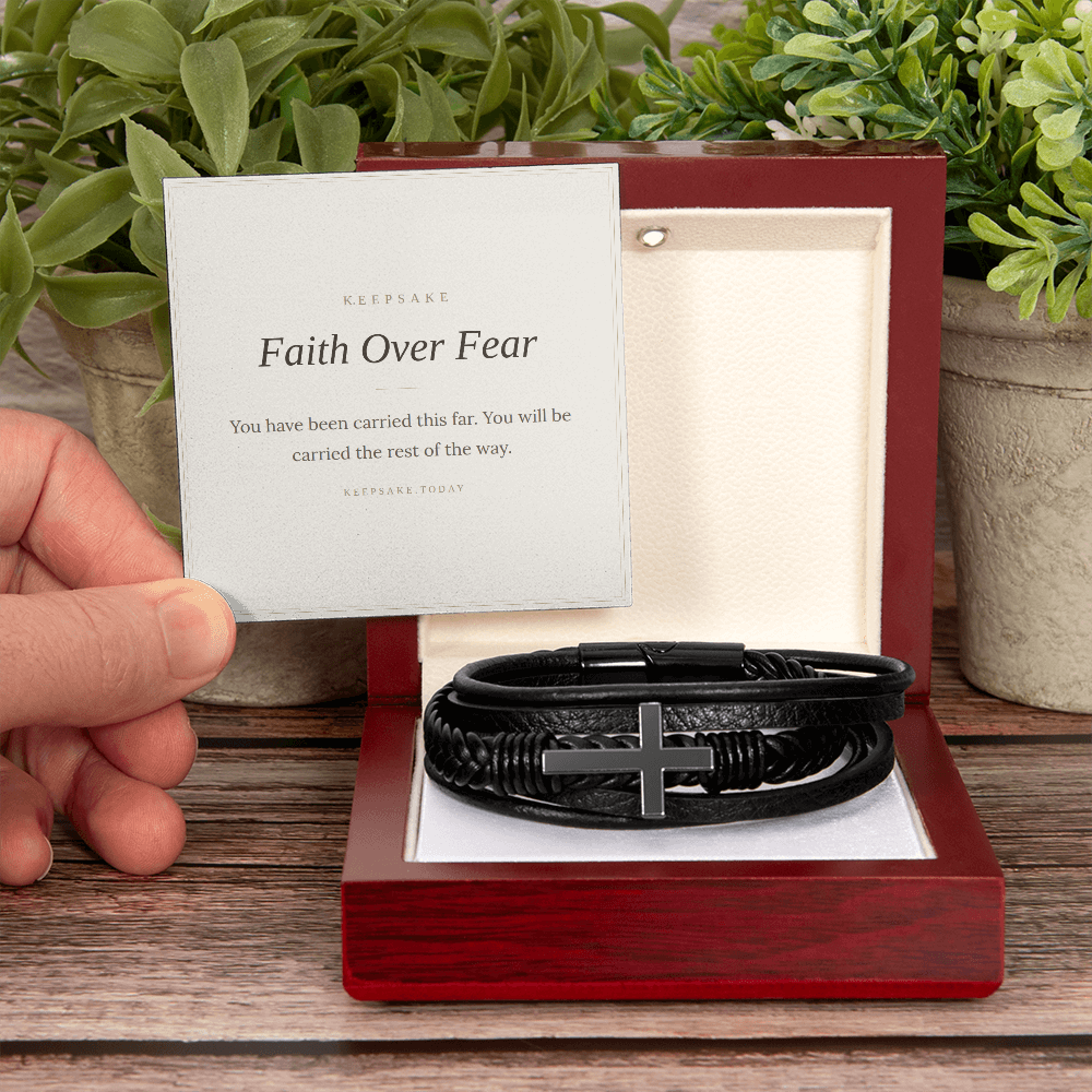 Faith Over Fear Cross Bracelet - Christian Keepsake Gift – view 7