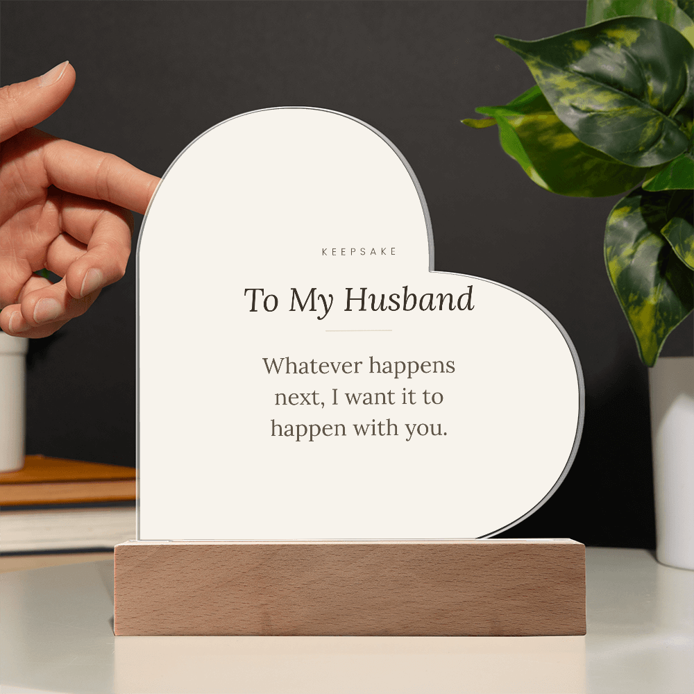 To My Husband Acrylic Heart Plaque with LED Base - Keepsake Gift – view 10