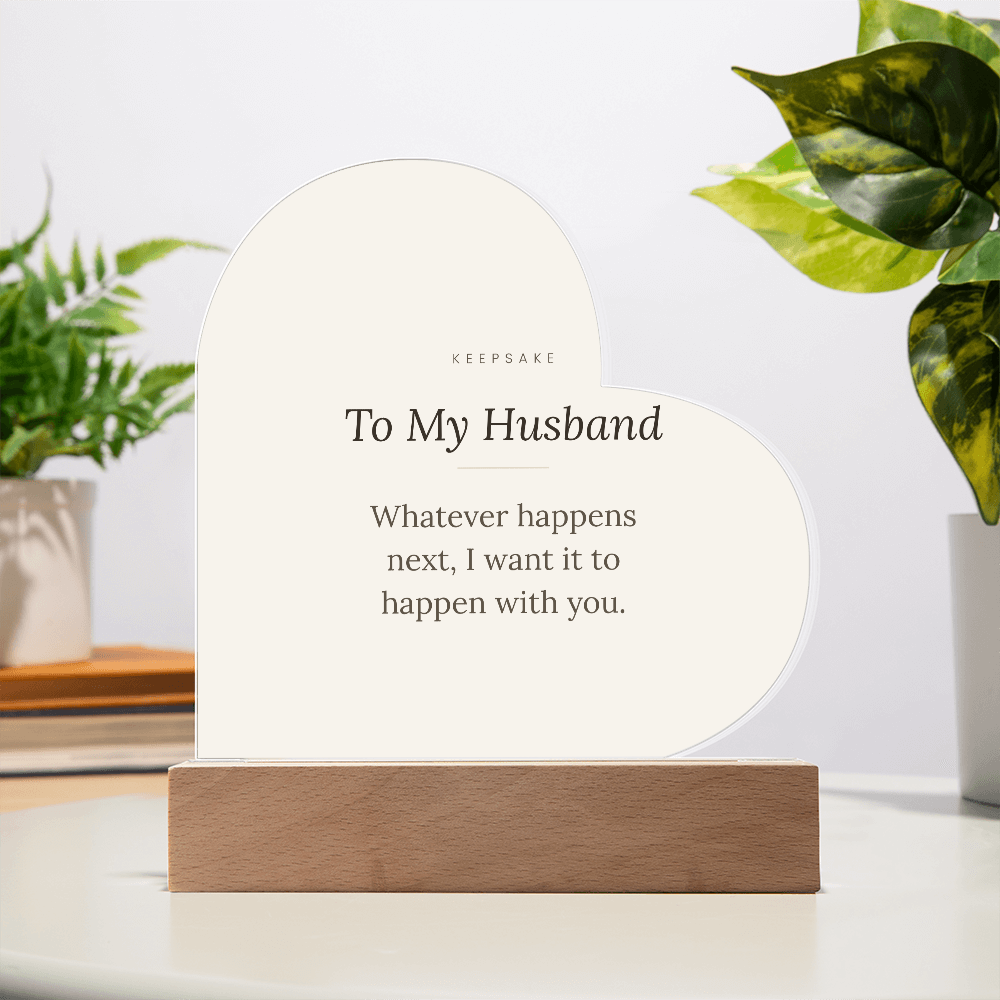 To My Husband Acrylic Heart Plaque with LED Base - Keepsake Gift – view 12