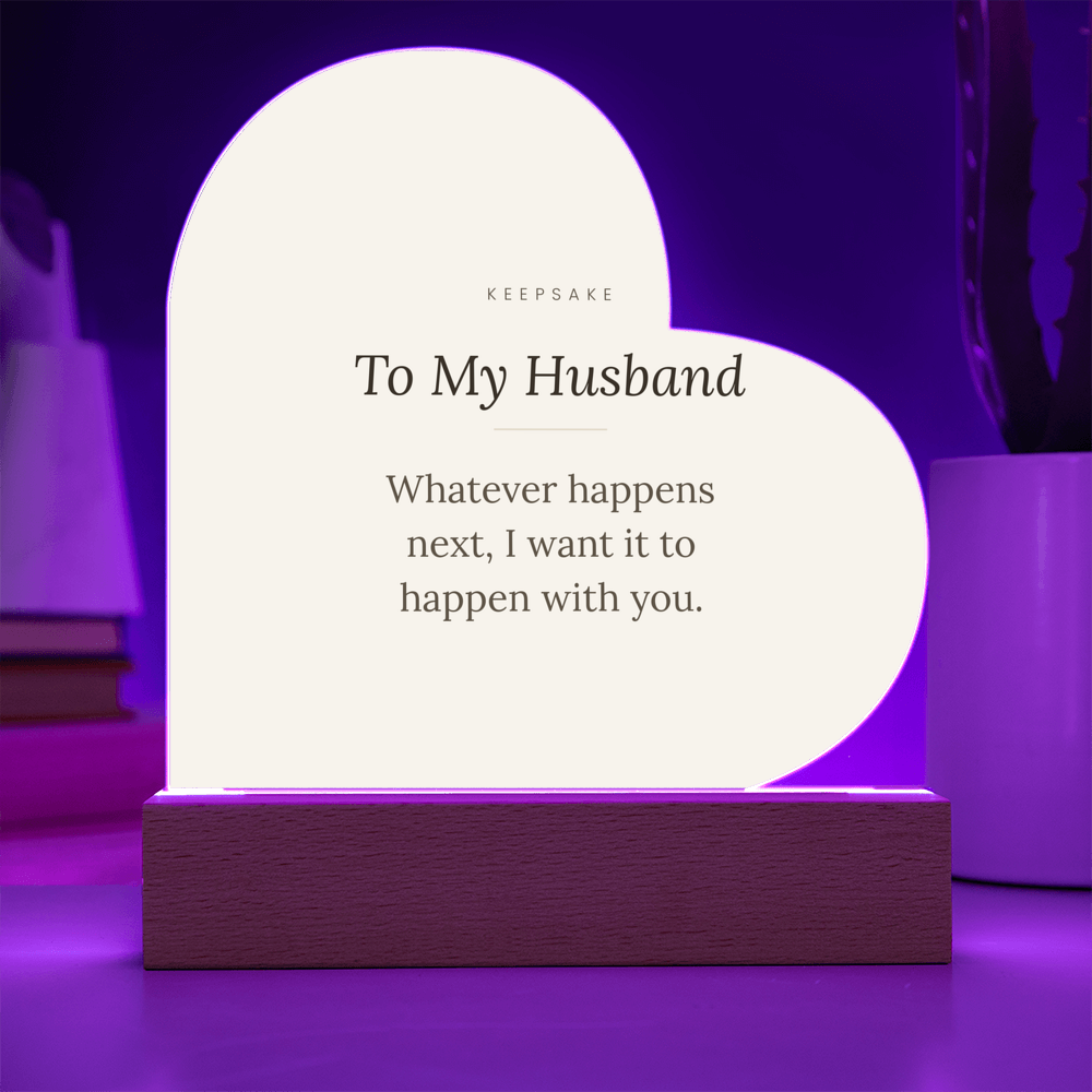 To My Husband Acrylic Heart Plaque with LED Base - Keepsake Gift – view 5