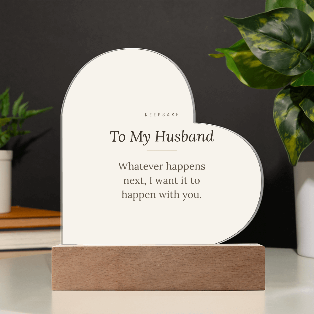 To My Husband Acrylic Heart Plaque with LED Base - Keepsake Gift – view 6