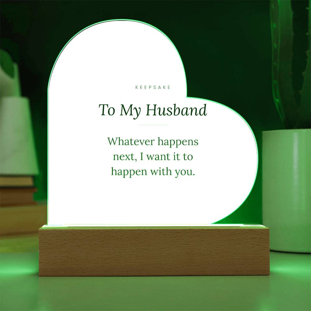 To My Husband Acrylic Heart Plaque with LED Base - Keepsake Gift – view 7