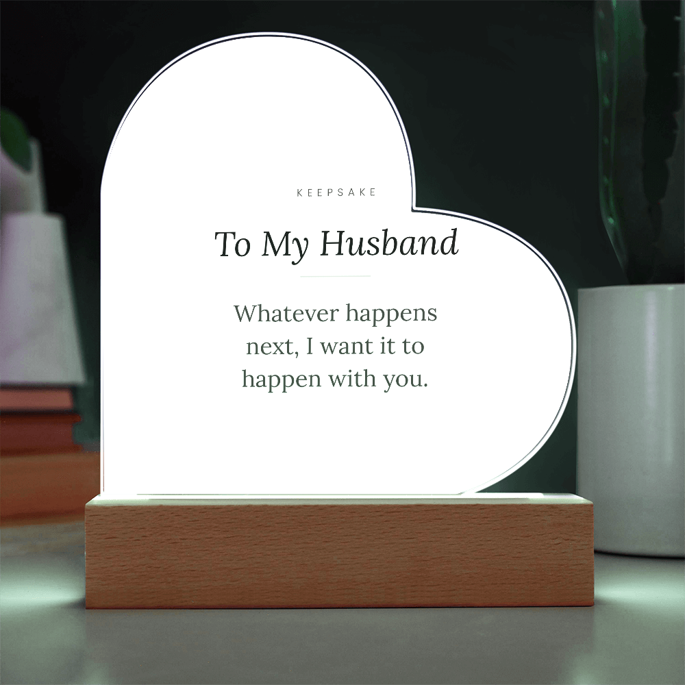 To My Husband Acrylic Heart Plaque with LED Base - Keepsake Gift – view 8