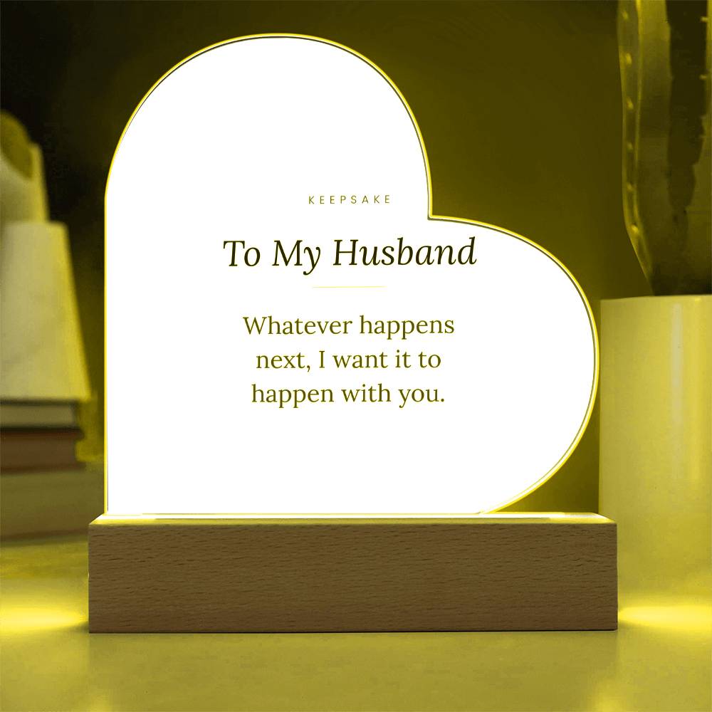 To My Husband Acrylic Heart Plaque with LED Base - Keepsake Gift – view 9