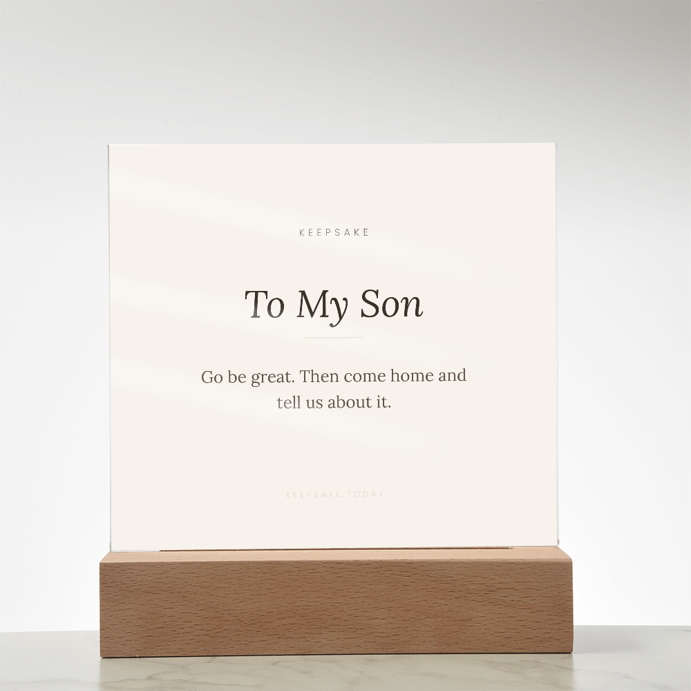To My Son Acrylic Plaque with LED Base - Keepsake Gift for Him – view 13