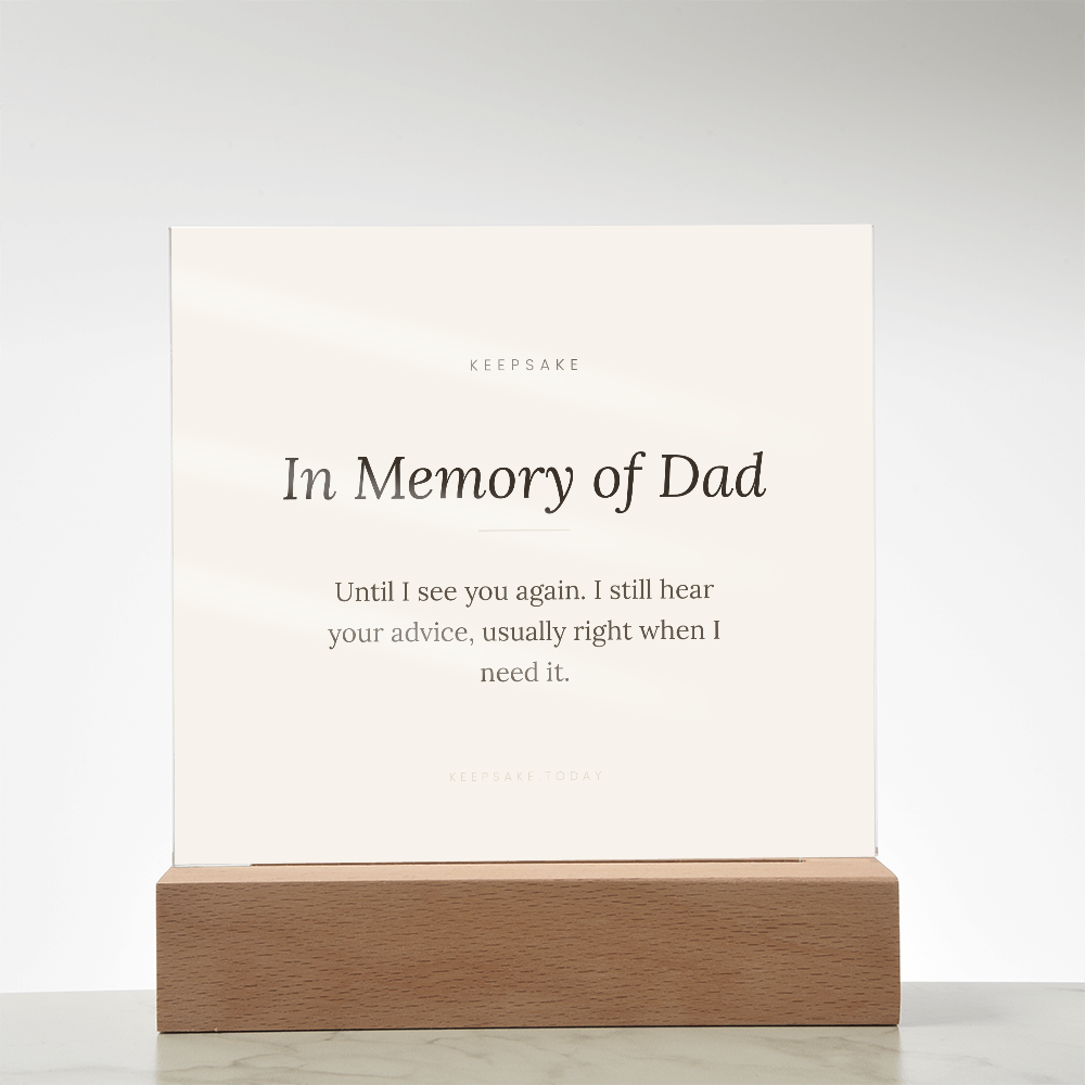 In Memory of Dad Acrylic Plaque with LED Base - Memorial Keepsake Gift – view 13