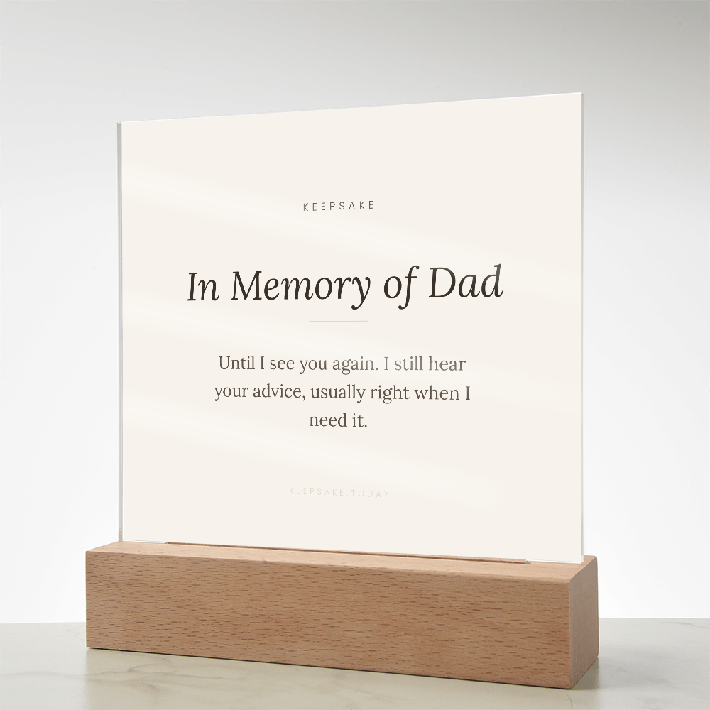In Memory of Dad Acrylic Plaque with LED Base - Memorial Keepsake Gift – view 14