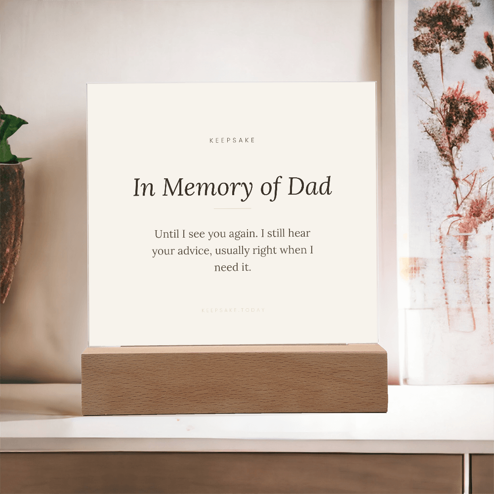 In Memory of Dad Acrylic Plaque with LED Base - Memorial Keepsake Gift – view 17