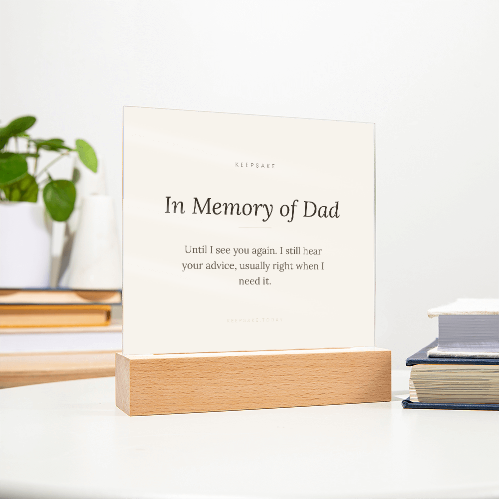 In Memory of Dad Acrylic Plaque with LED Base - Memorial Keepsake Gift – view 12