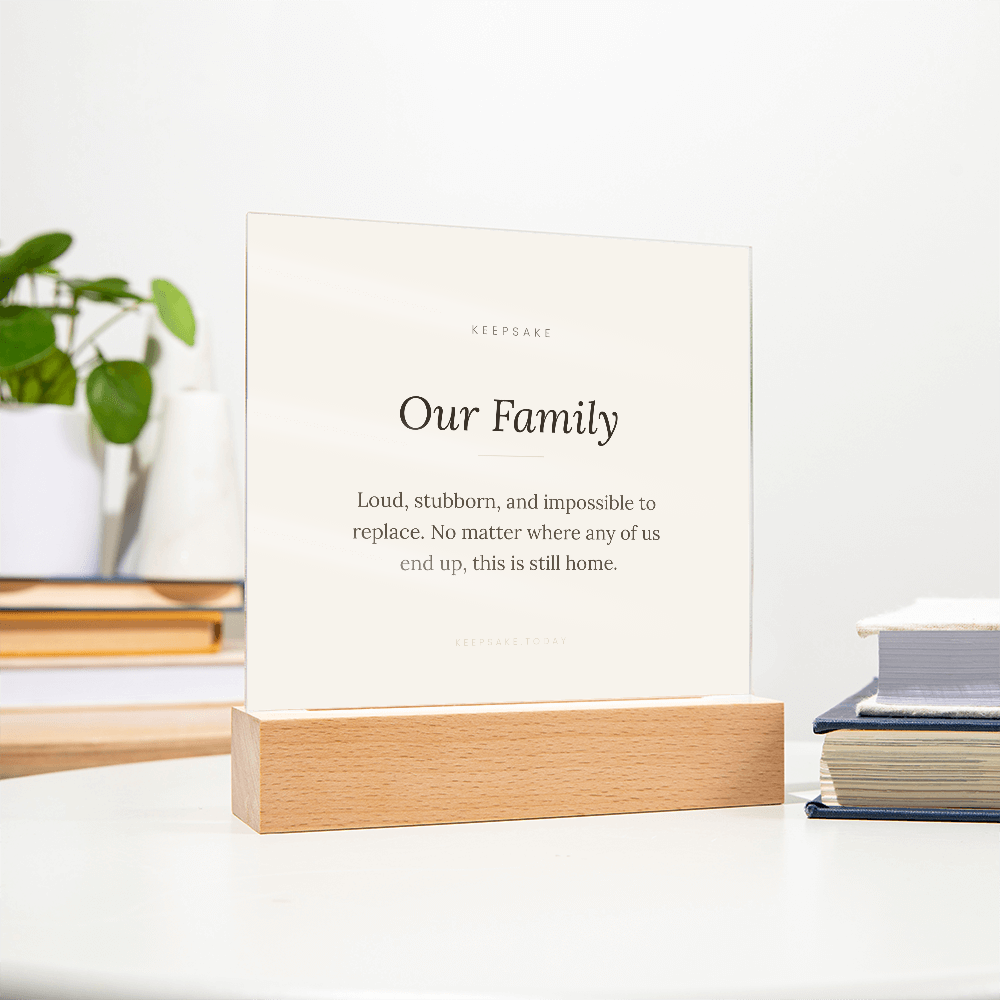 Our Family Acrylic Plaque with LED Base - Keepsake Home Decor Gift – view 12