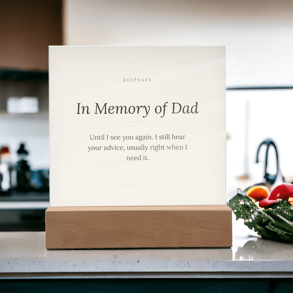 In Memory of Dad Acrylic Plaque with LED Base - Memorial Keepsake Gift – view 15