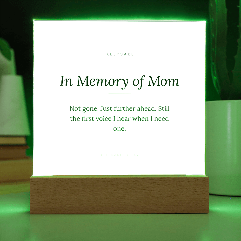In Memory of Mom Acrylic Plaque with LED Base - Memorial Keepsake Gift – view 7
