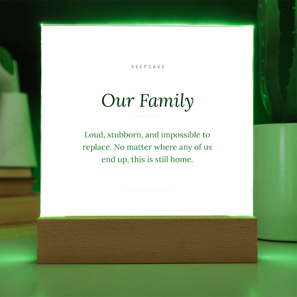 Our Family Acrylic Plaque with LED Base - Keepsake Home Decor Gift – view 7