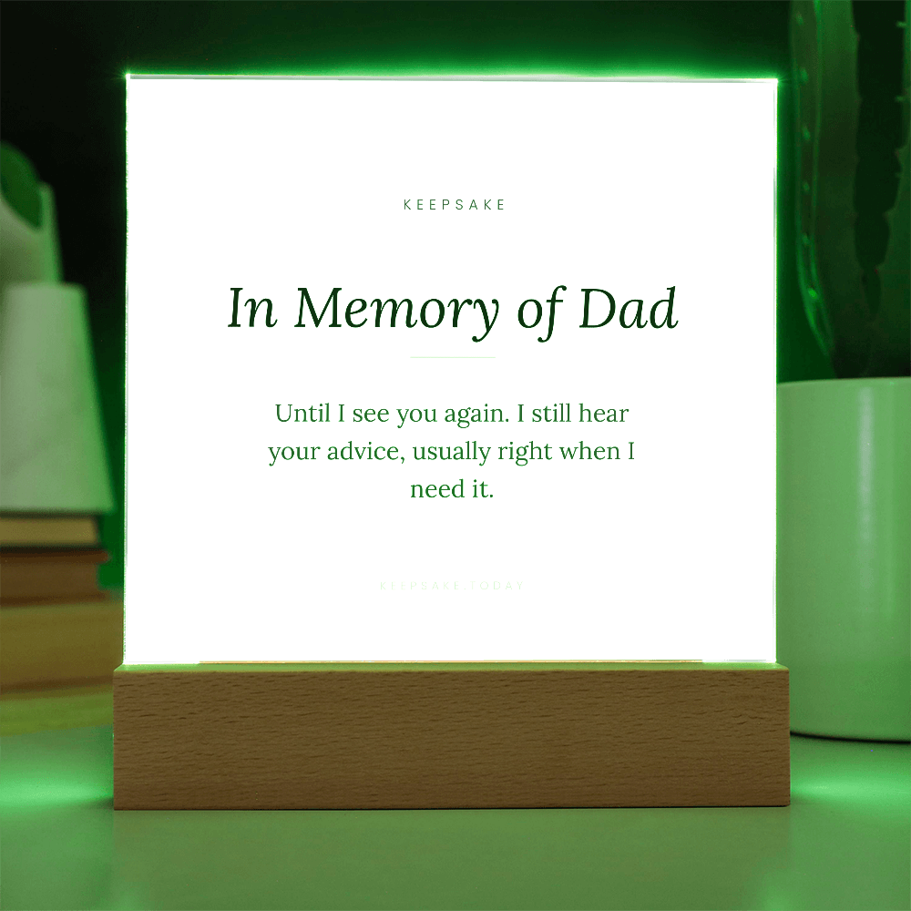 In Memory of Dad Acrylic Plaque with LED Base - Memorial Keepsake Gift – view 7