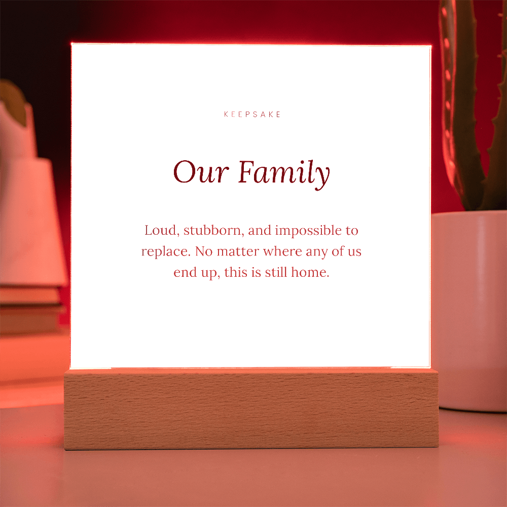 Our Family Acrylic Plaque with LED Base - Keepsake Home Decor Gift – view 11