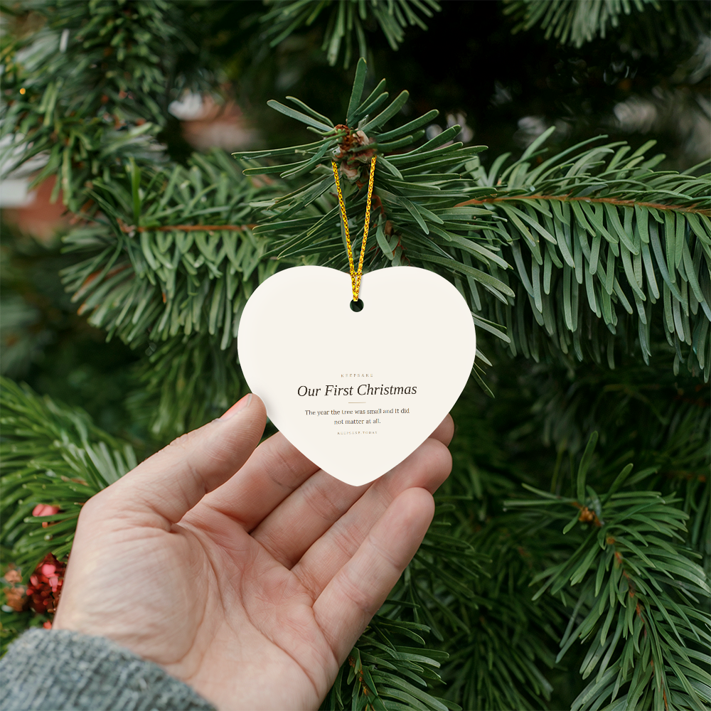 Our First Christmas Heart Ornament - Keepsake Gift for Couples
