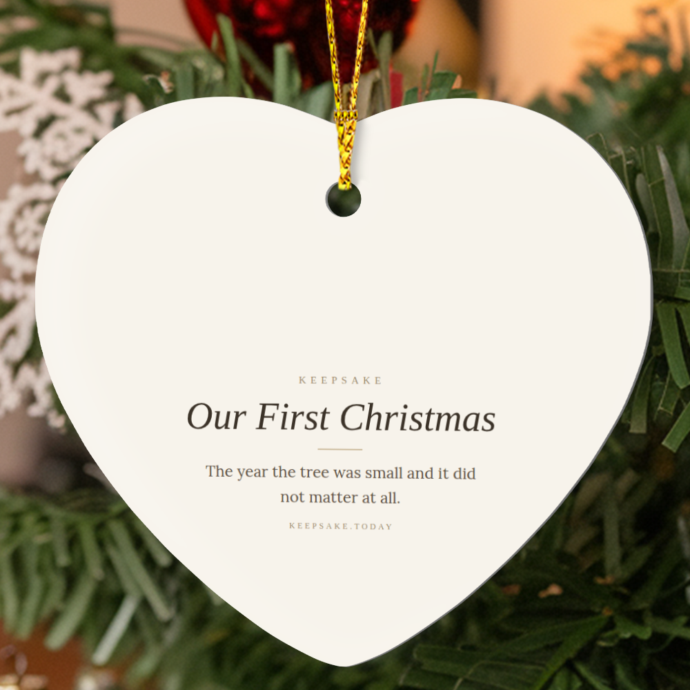 Our First Christmas Heart Ornament - Keepsake Gift for Couples