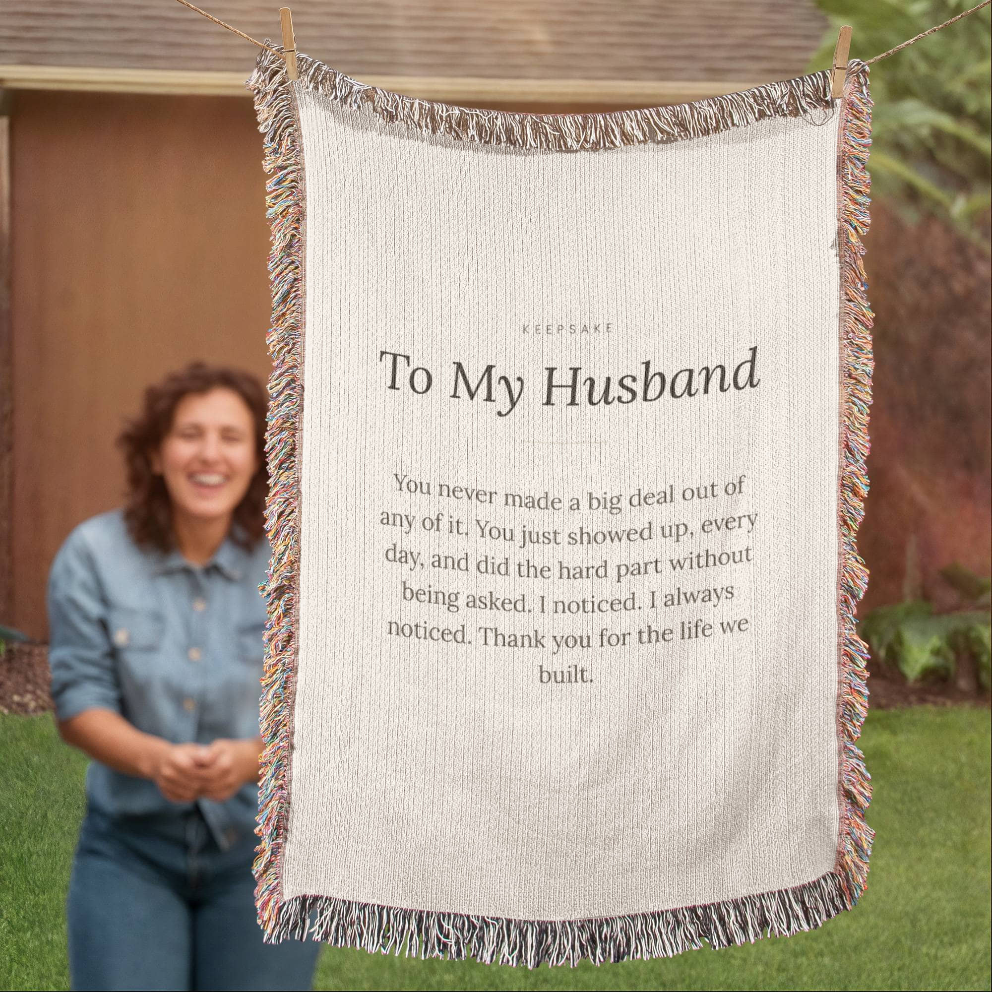 To My Husband Woven Keepsake Blanket - Heirloom Gift with Message – view 17