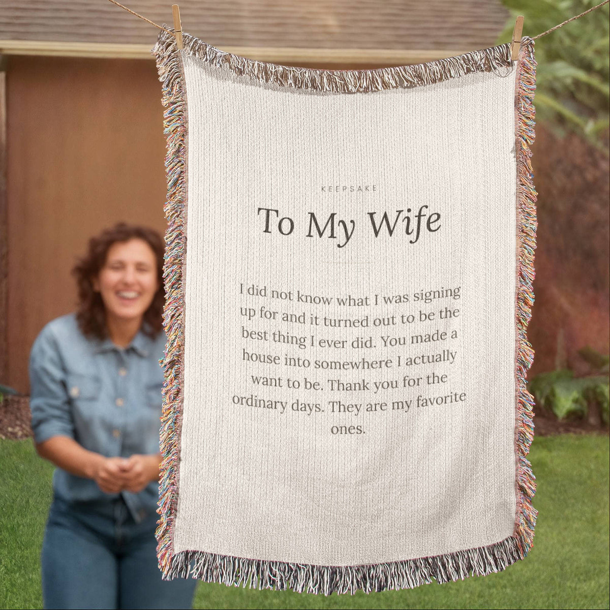 To My Wife Woven Keepsake Blanket - Heirloom Gift with Message – view 5