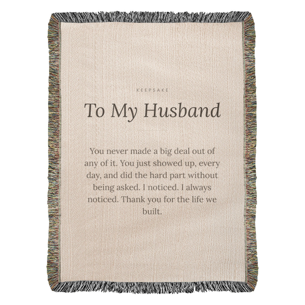 To My Husband Woven Keepsake Blanket - Heirloom Gift with Message