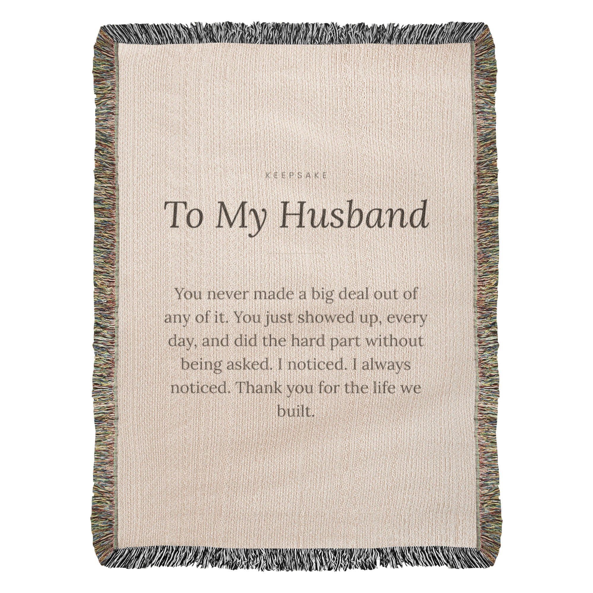 To My Husband Woven Keepsake Blanket - Heirloom Gift with Message