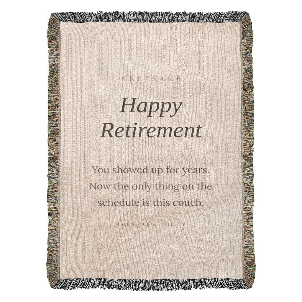 Happy Retirement Woven Keepsake Blanket - Heirloom Retirement Gift