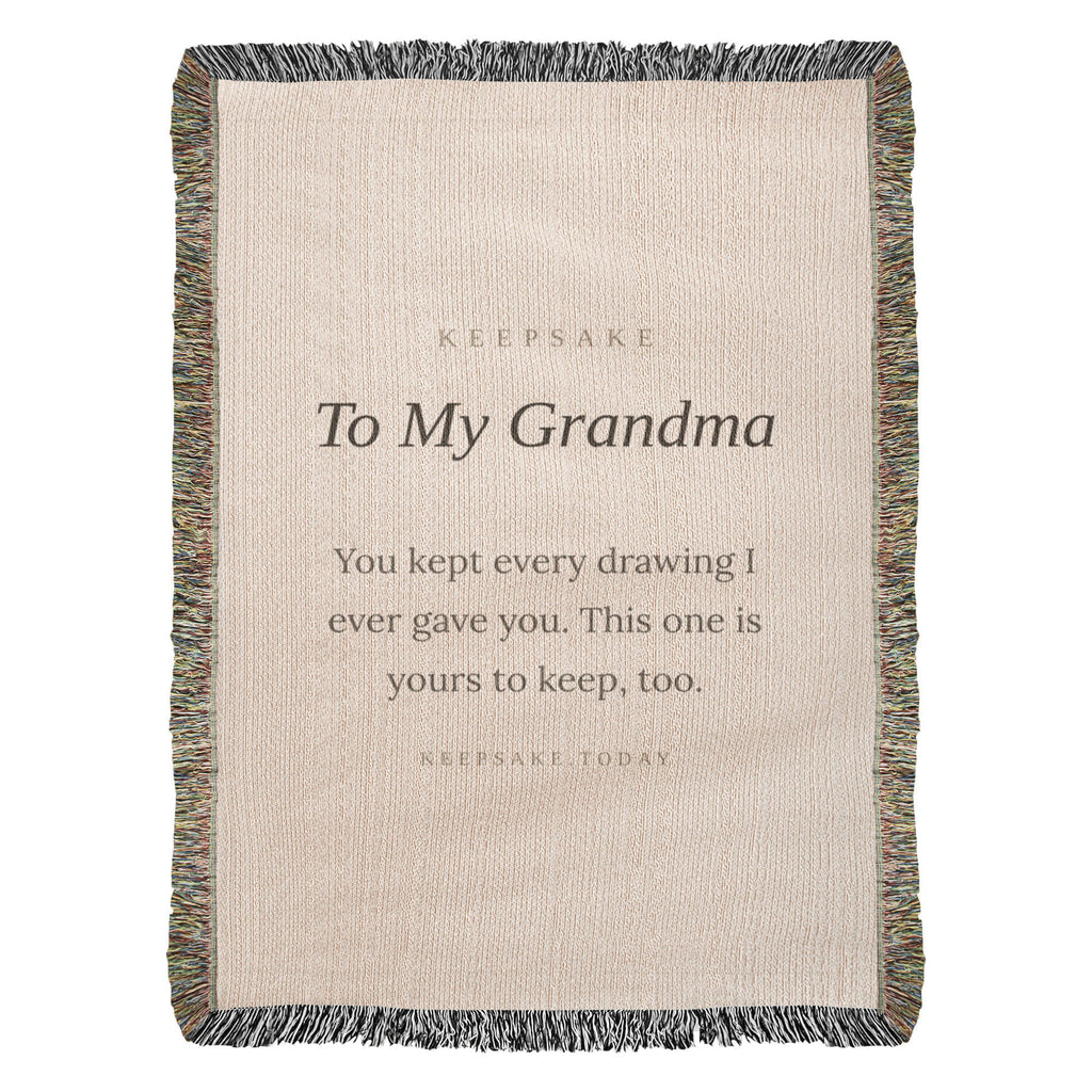 To My Grandma Woven Keepsake Blanket - Heirloom Gift with Message