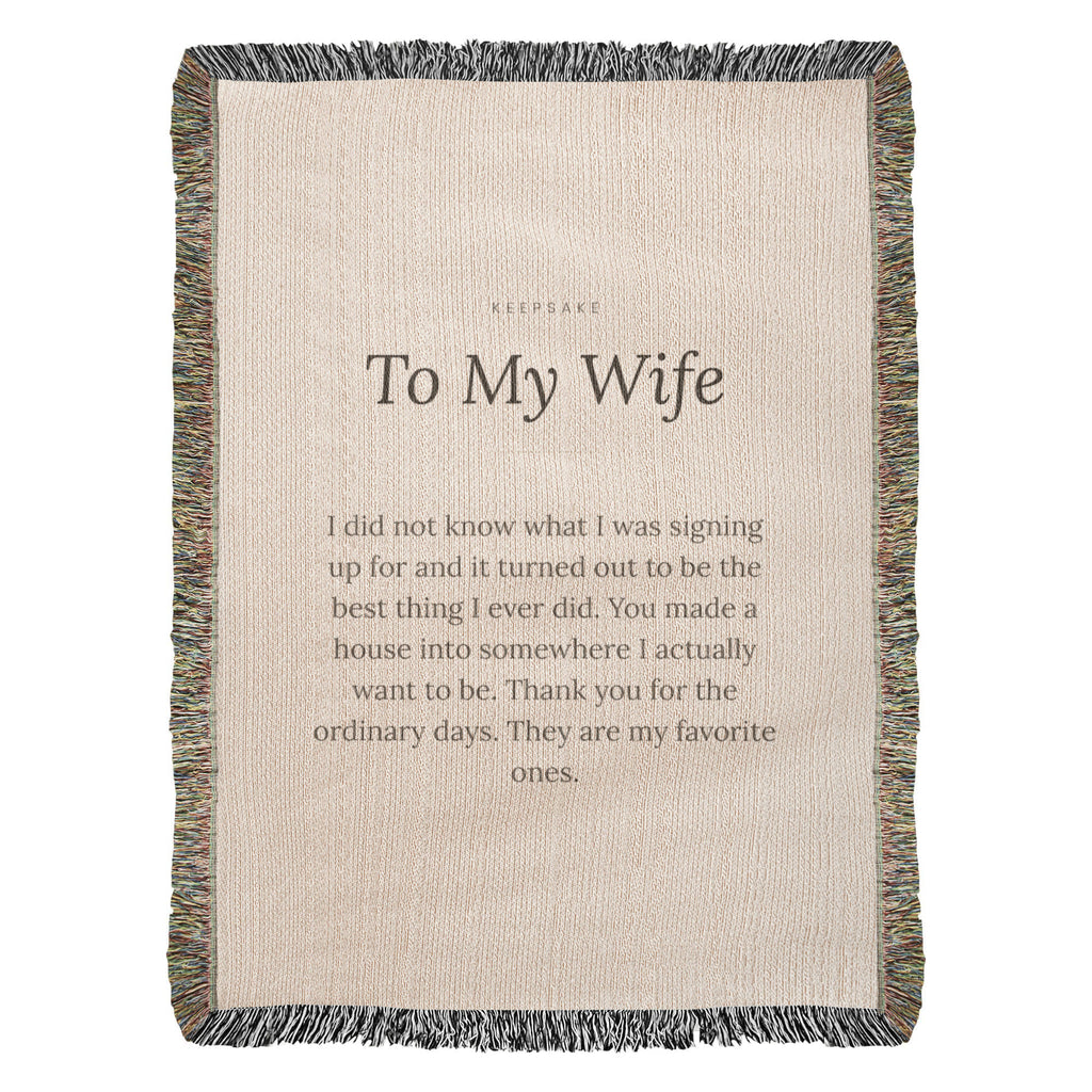 To My Wife Woven Keepsake Blanket - Heirloom Gift with Message
