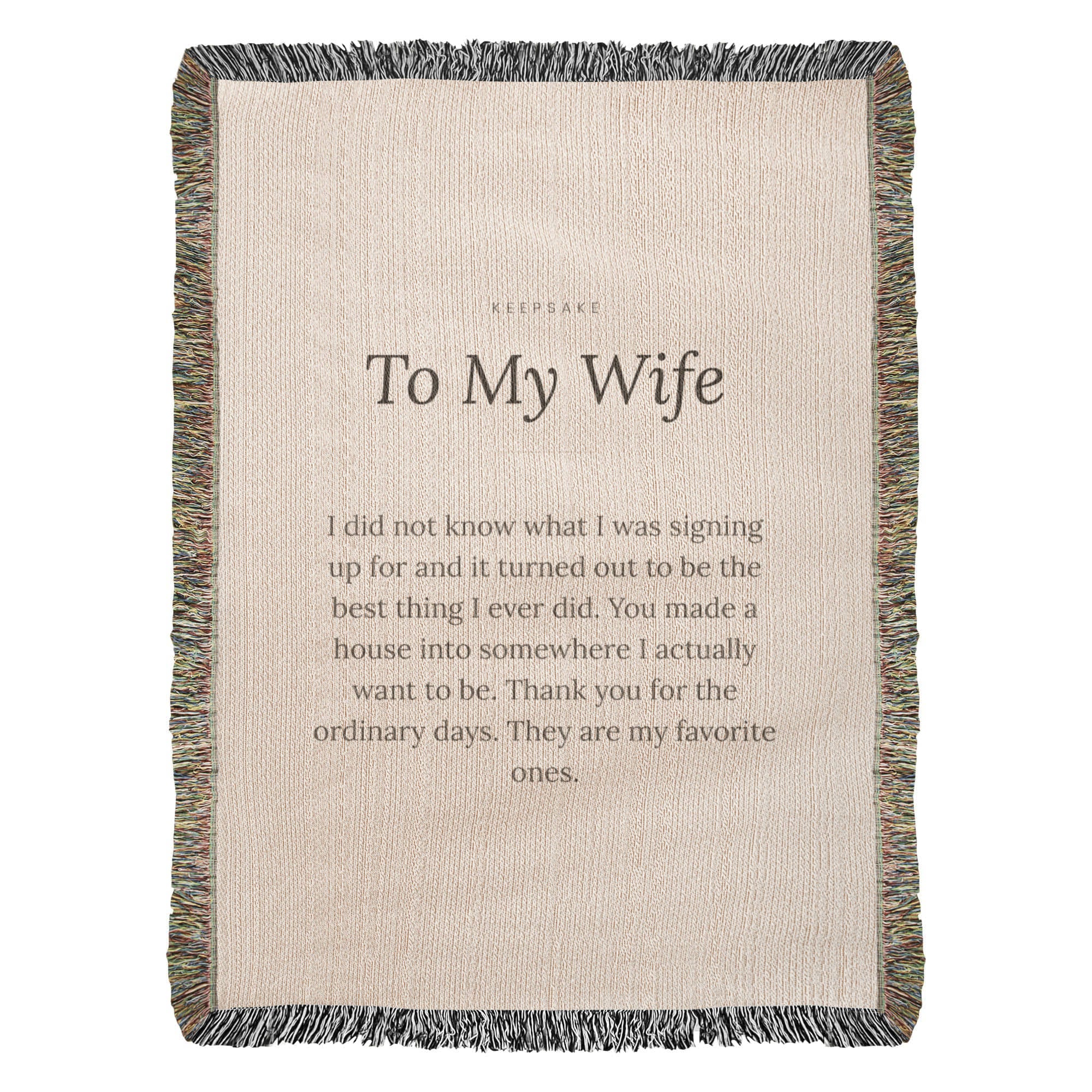 To My Wife Woven Keepsake Blanket - Heirloom Gift with Message