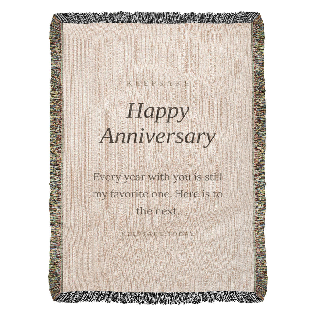 Happy Anniversary Woven Keepsake Blanket - Heirloom Gift for Couples