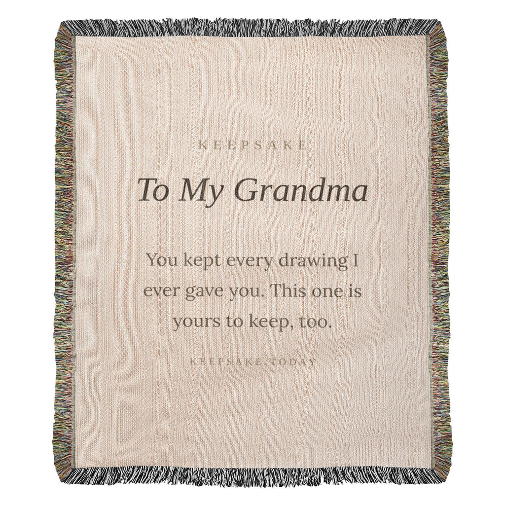 To My Grandma Woven Keepsake Blanket - Heirloom Gift with Message