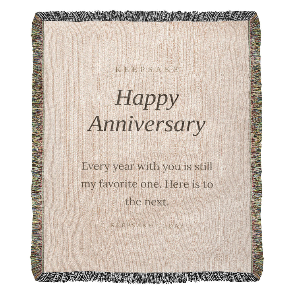 Happy Anniversary Woven Keepsake Blanket - Heirloom Gift for Couples