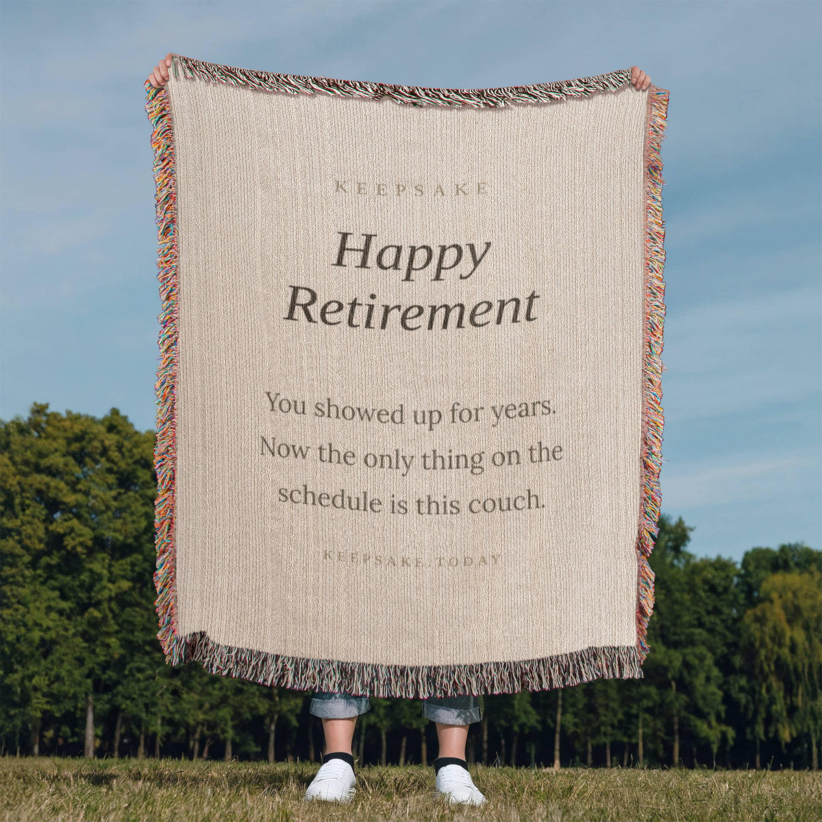 Happy Retirement Woven Keepsake Blanket - Heirloom Retirement Gift