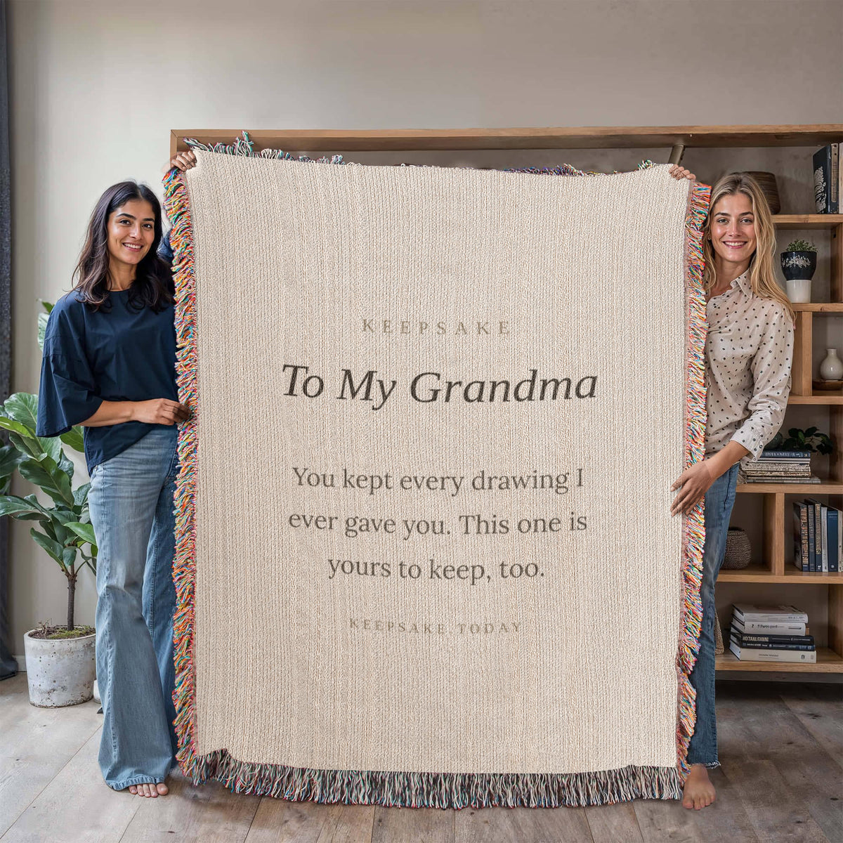 To My Grandma Woven Keepsake Blanket - Heirloom Gift with Message