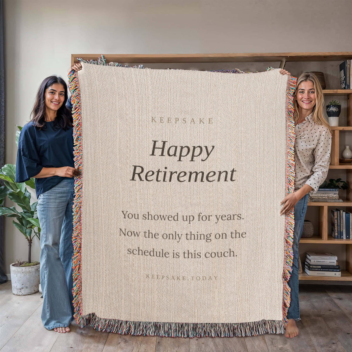Happy Retirement Woven Keepsake Blanket - Heirloom Retirement Gift