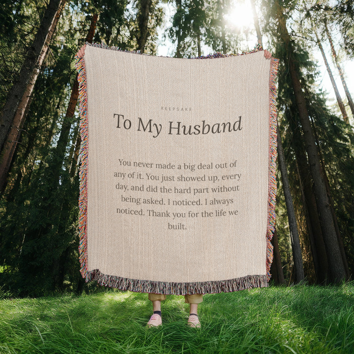 To My Husband Woven Keepsake Blanket - Heirloom Gift with Message – view 10