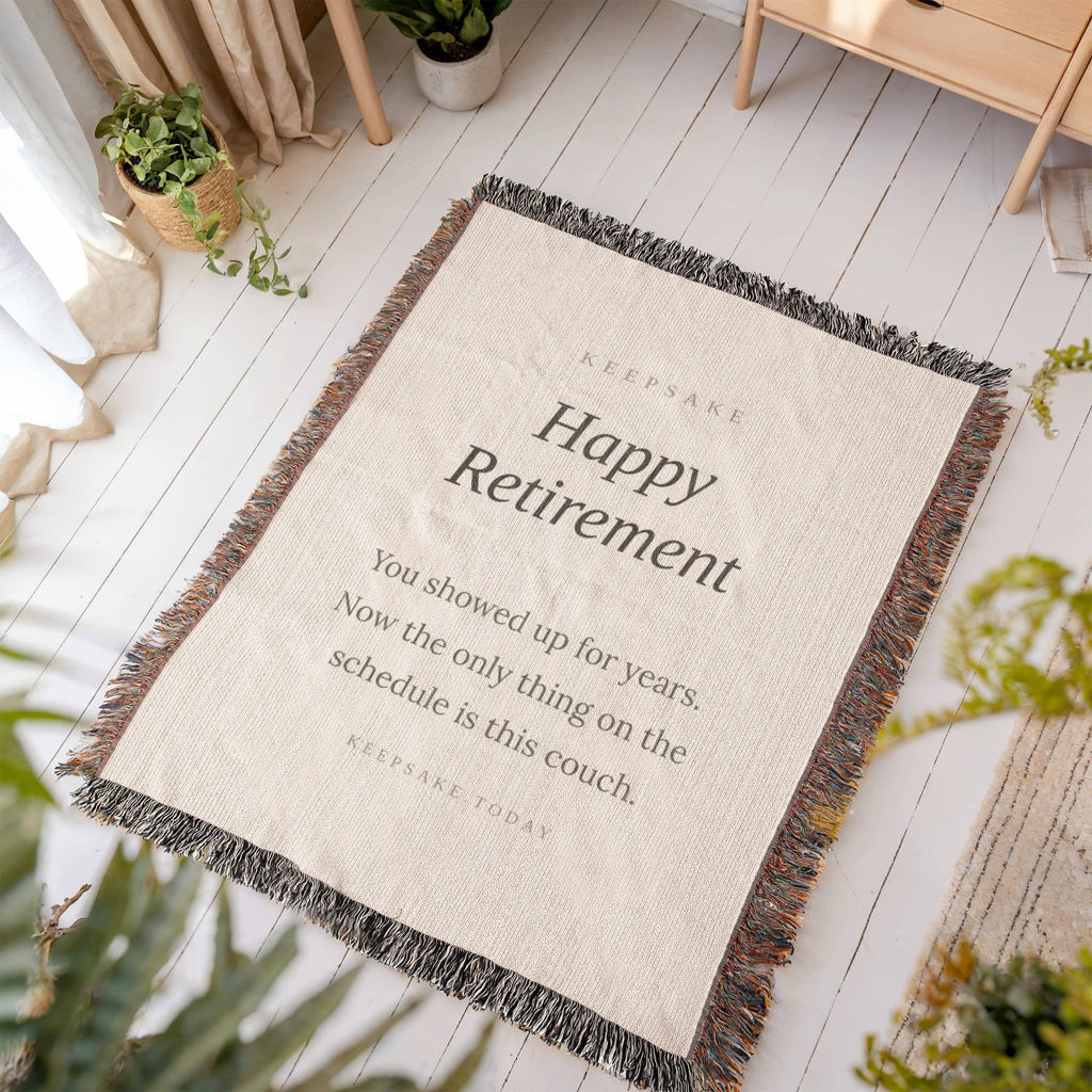 Happy Retirement Woven Keepsake Blanket - Heirloom Retirement Gift