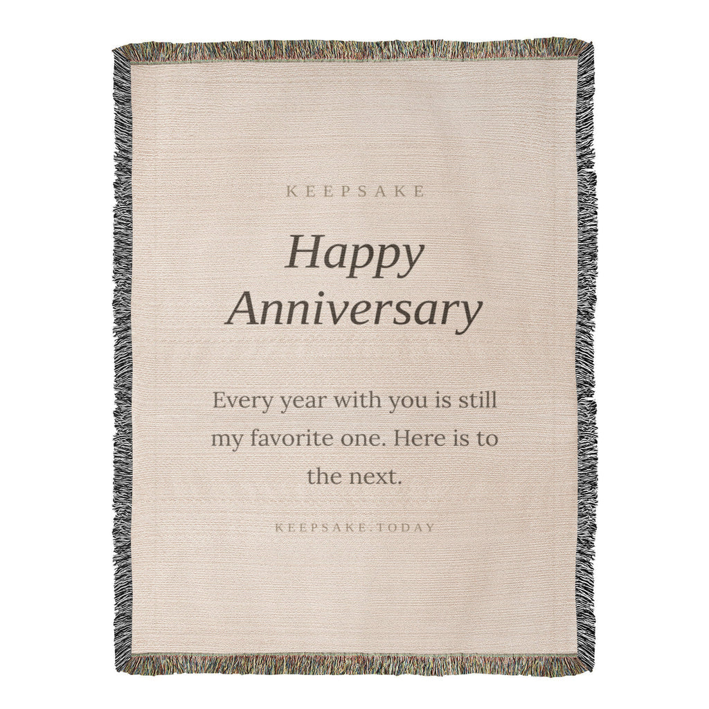 Happy Anniversary Woven Keepsake Blanket - Heirloom Gift for Couples