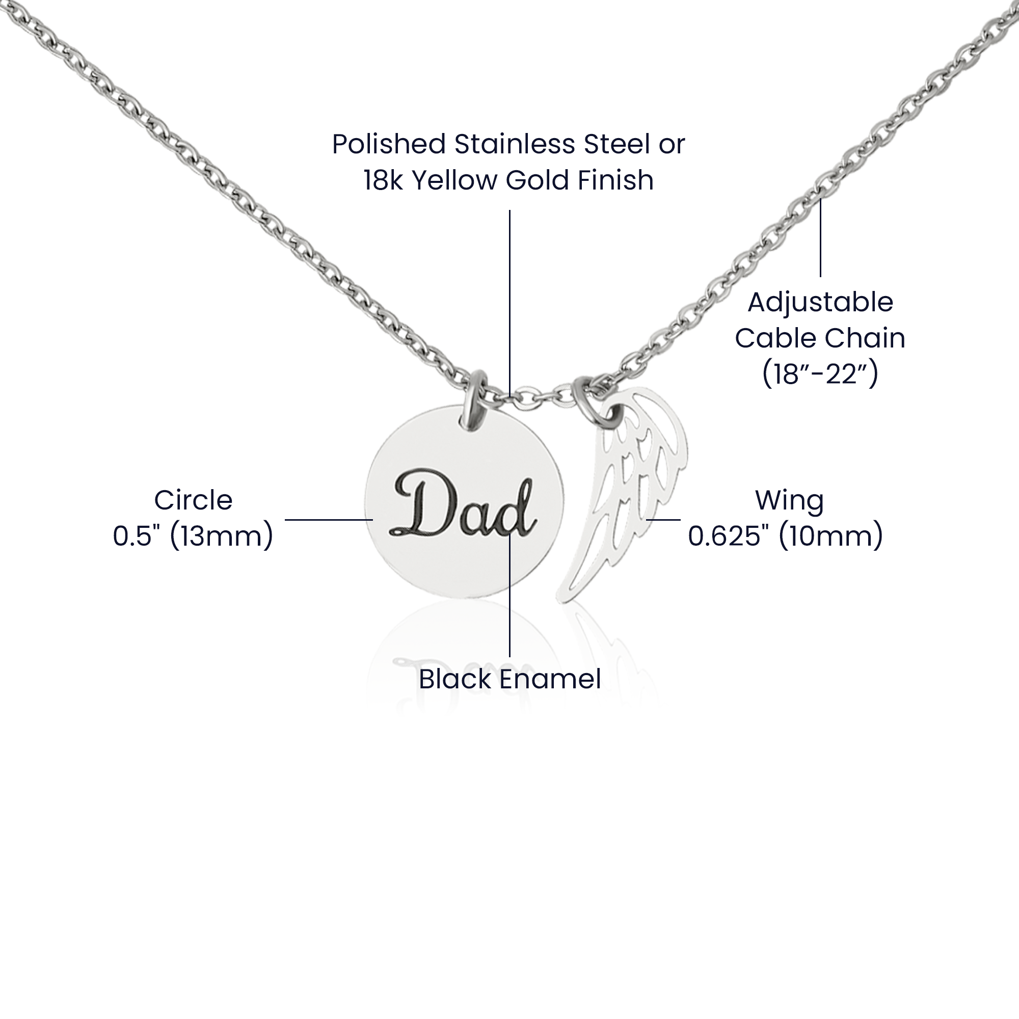 In Memory of Dad Memorial Necklace - Sympathy Keepsake Gift