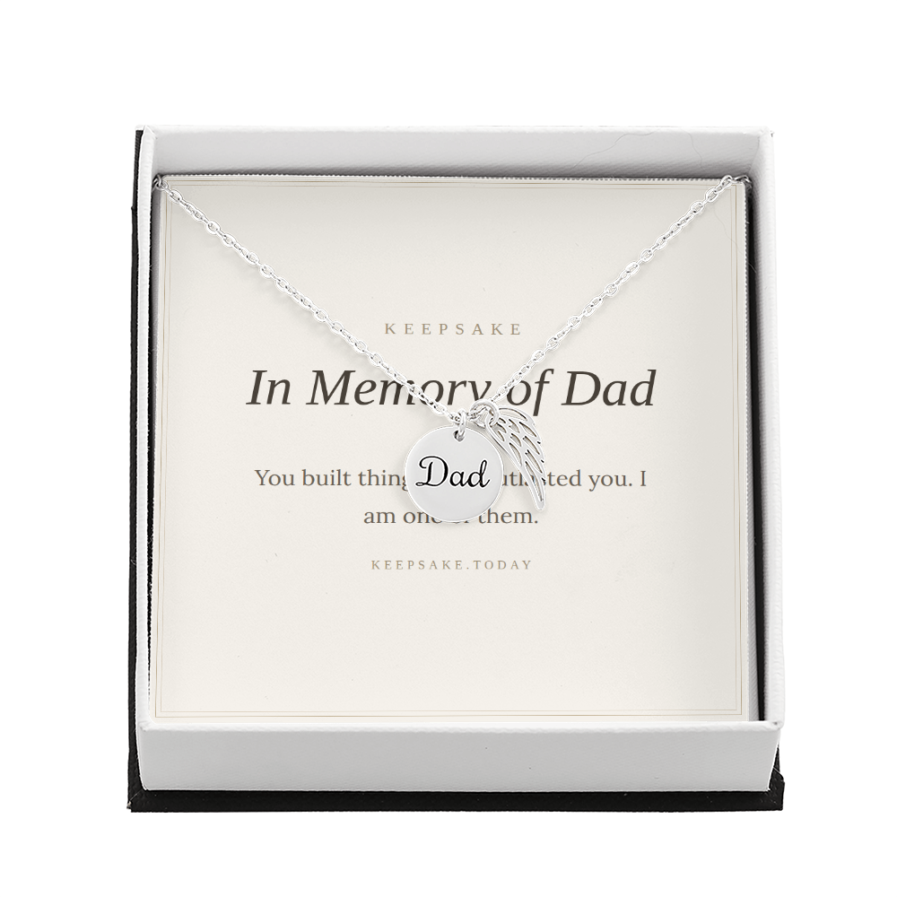 In Memory of Dad Memorial Necklace - Sympathy Keepsake Gift