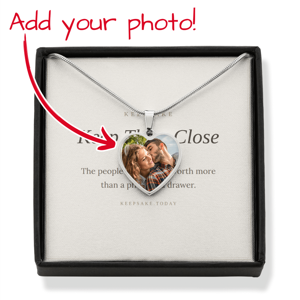 Personalized Photo Heart Necklace - Custom Picture Keepsake Gift