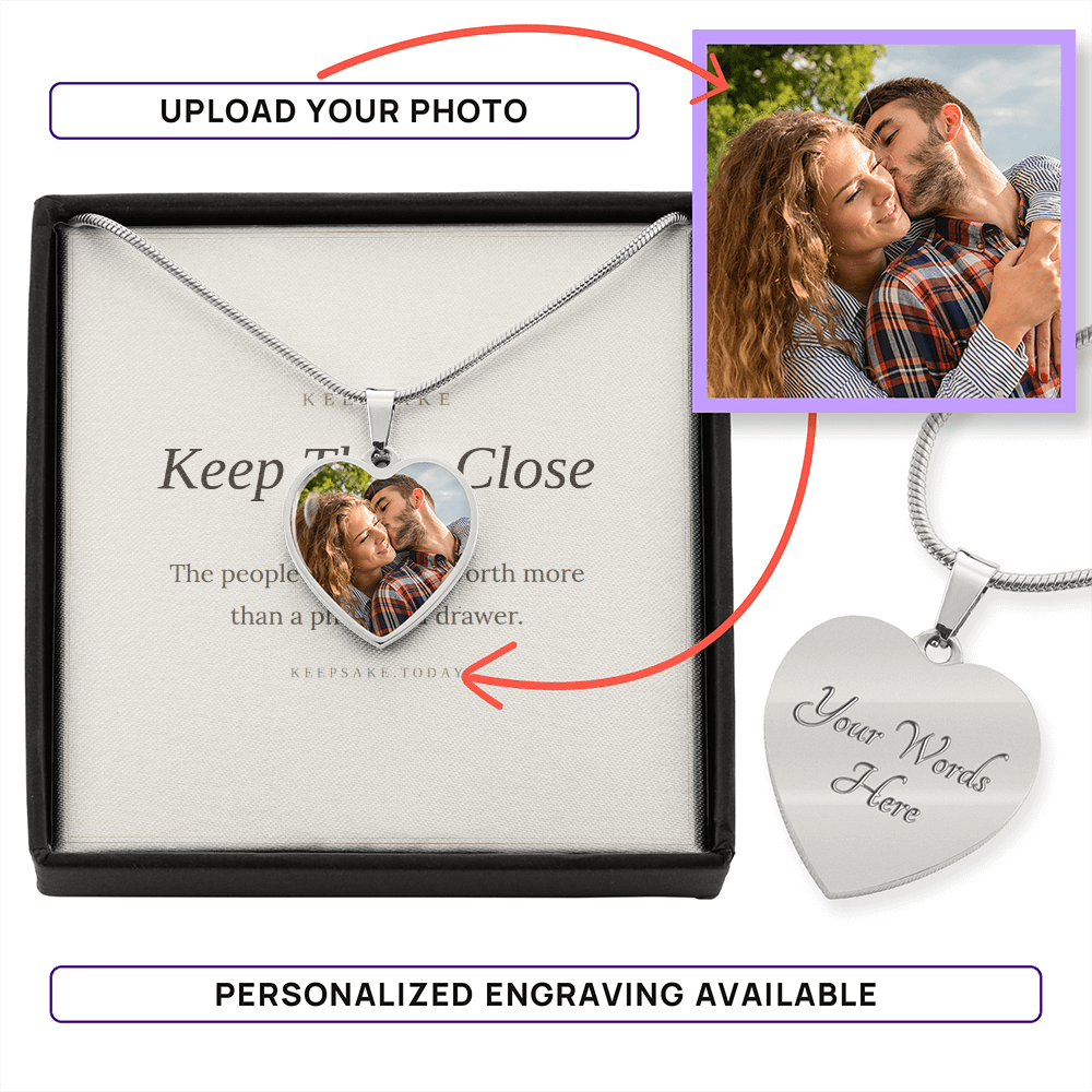 Personalized Photo Heart Necklace - Custom Picture Keepsake Gift – view 2