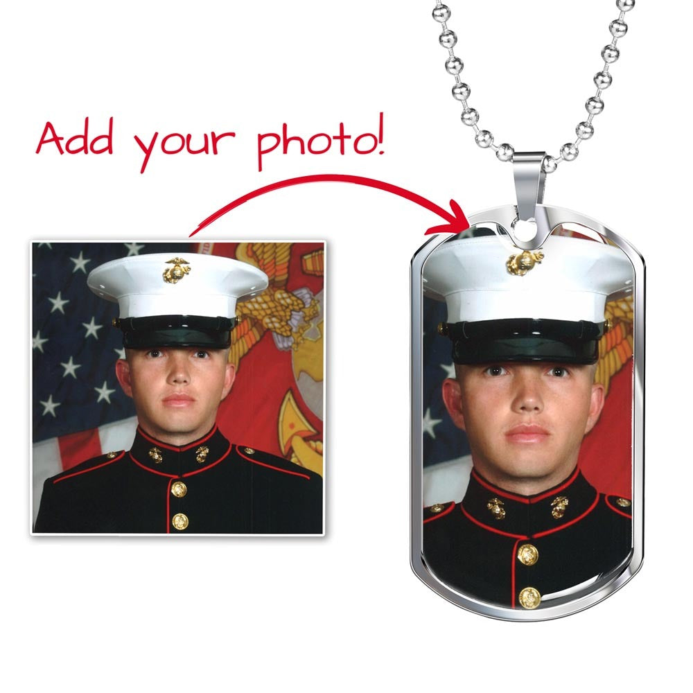 Military Photo Dog Tag Necklace - Personalized Keepsake Gift