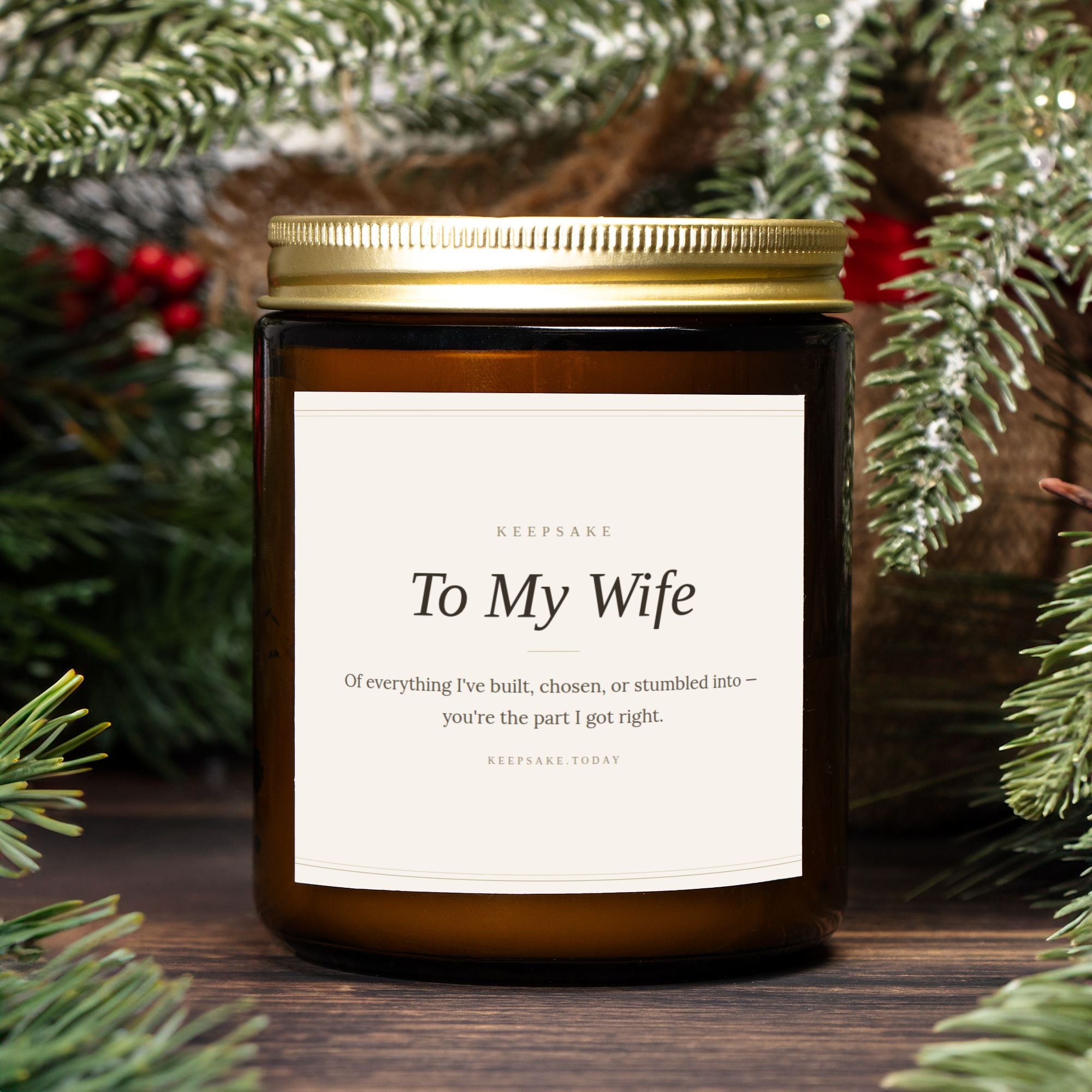 To My Wife Hand-Poured Candle - Amber Jar 9oz Keepsake Gift
