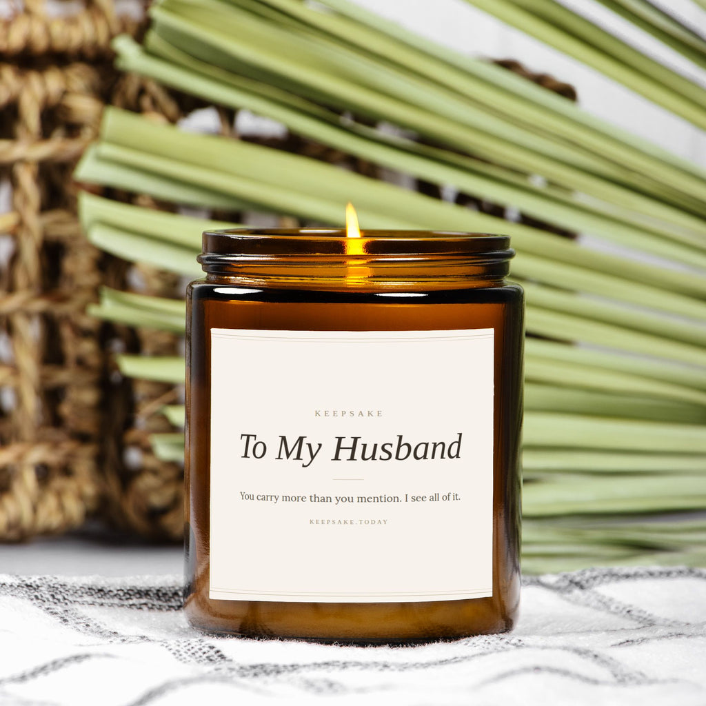To My Husband Hand-Poured Candle - Amber Jar 9oz Keepsake Gift