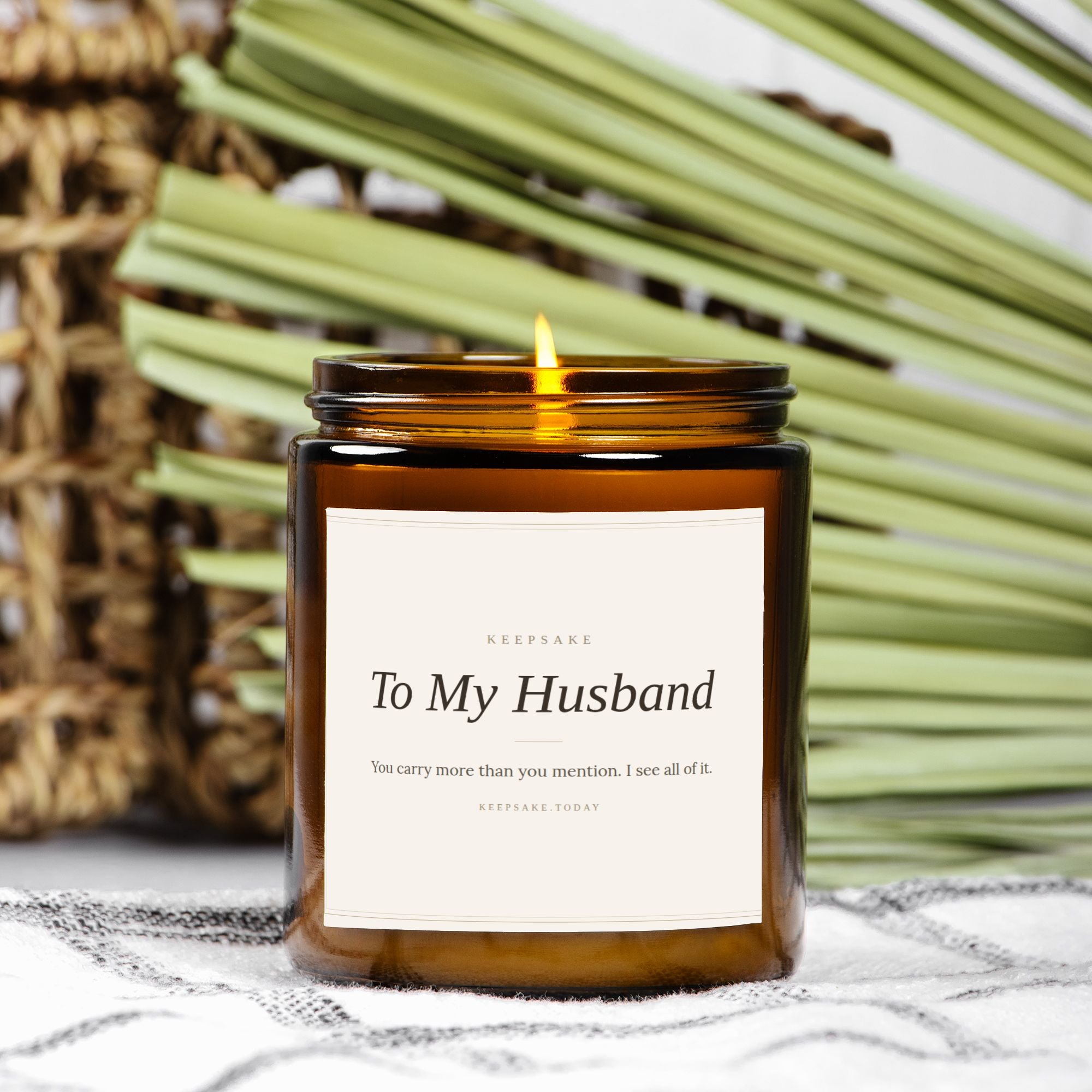 To My Husband Hand-Poured Candle - Amber Jar 9oz Keepsake Gift